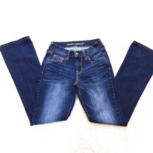 OLD NAVY Blue Jean Denim Pants Mid Rise Curvy Profile Boot Cut Size 0 Regular